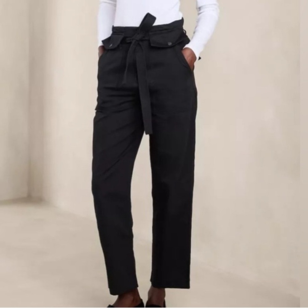 Banana Republic Utility Tie-Waist Pant 6 Black New With‎ Tags